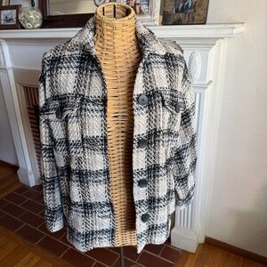 Zara tweed black, white and tan shirt jacket Medium
